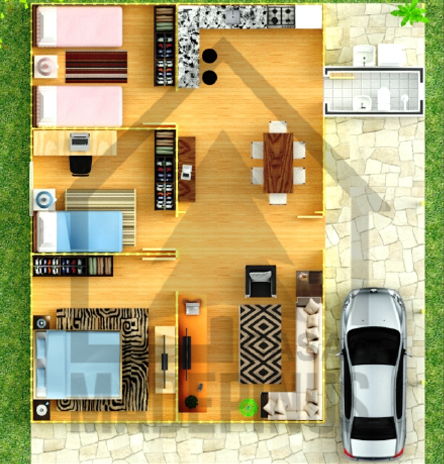 Modelo convencional 3 Quartos Planta Humanizada Madepinus