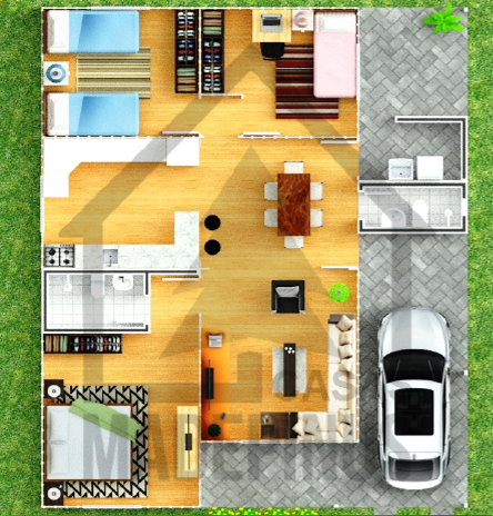 Modelo família Premium 3 Quartos Planta Humanizada Madepinus