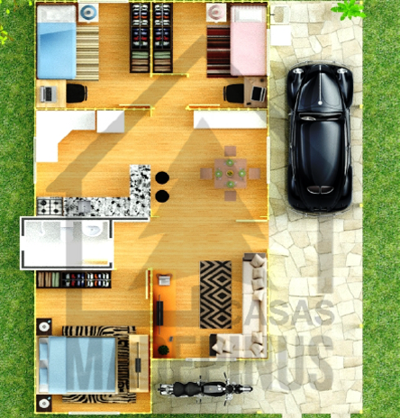 Modelo família 3 Quartos Planta Humanizada Madepinus