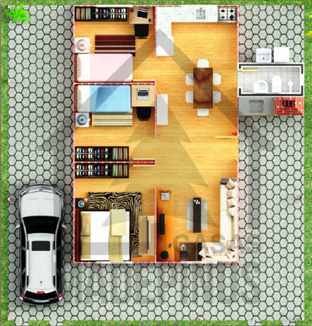 Modelo chácara praia 3 Quartos Planta Humanizada Madepinus