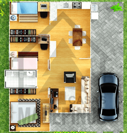 Modelo madepinus 3 Quartos Planta Humanizada Madepinus