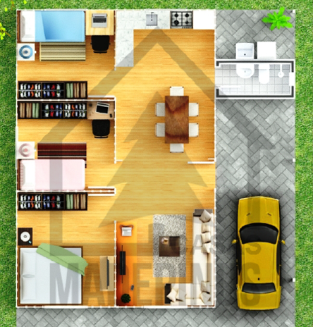 Modelo convencional 3 Quartos Planta Humanizada Madepinus