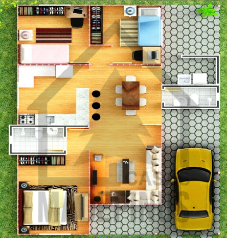 Modelo família Premium 3 Quartos Planta Humanizada Madepinus