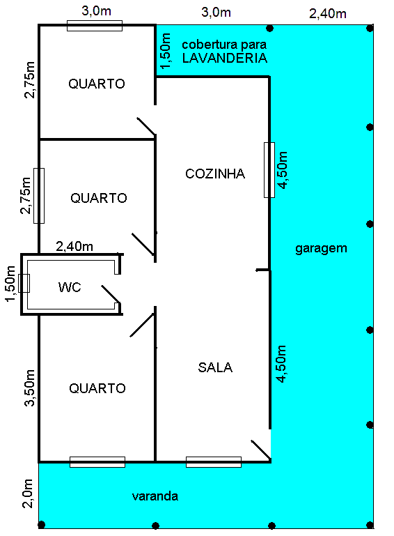 Modelo frente dupla 3 Quartos Planta Baixa Madepinus
