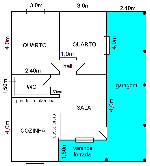 Modelo hall 2 Quartos Planta Baixa Madepinus