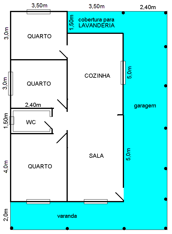 Modelo frente dupla 3 Quartos Planta Baixa Madepinus