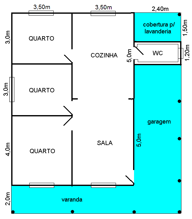 Modelo convencional 3 Quartos Planta Baixa Madepinus