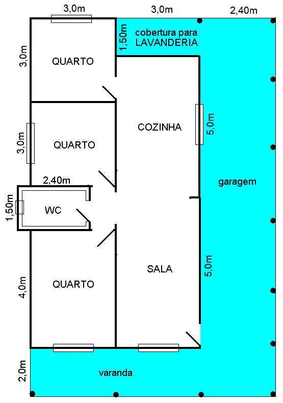 Modelo frente dupla 3 Quartos Planta Baixa Madepinus