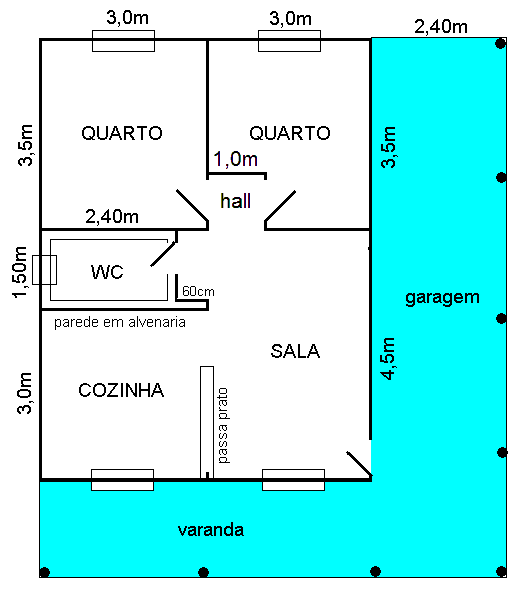 Modelo hall 2 Quartos Planta Baixa Madepinus